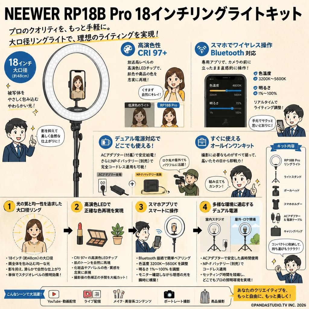 NEEWER RP18B Pro 18インチリングライトキット 概要