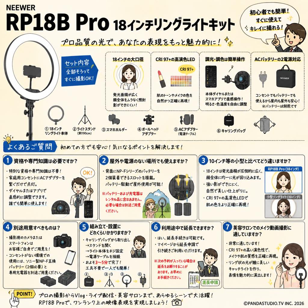 NEEWER RP18B Pro 18インチリングライトキット FAQ（よくある質問と答え）