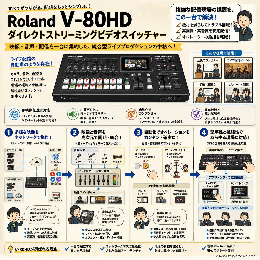 Roland V-80HD ダイレクトストリーミングビデオスイッチャー 概要