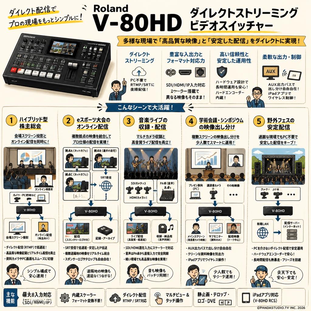 Roland V-80HD ダイレクトストリーミングビデオスイッチャー 用途