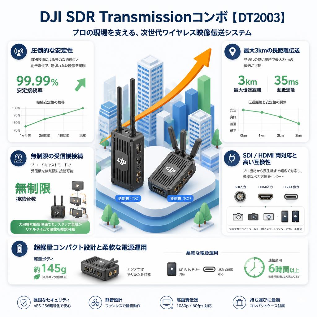 DJI SDR Transmissionコンボ【DT2003】 セールスポイント