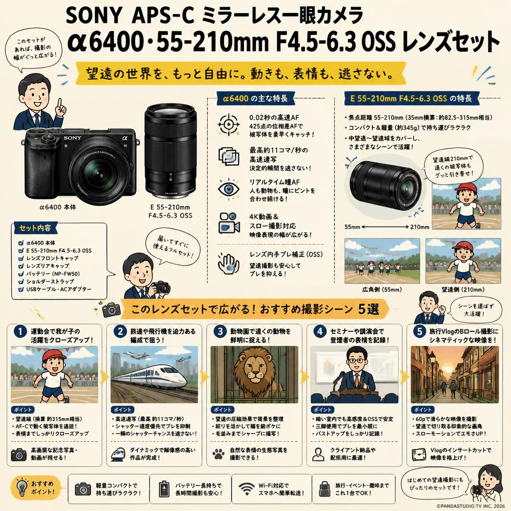 SONY APS-C ミラーレス一眼カメラ α6400・55-210mm F4.5-6.3 OSS レンズセット 用途