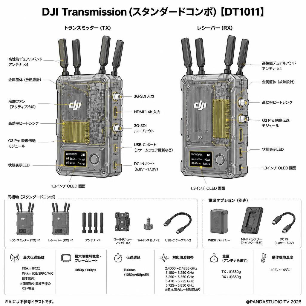 DJI Transmission(スタンダードコンボ)【DT1011】 スペック