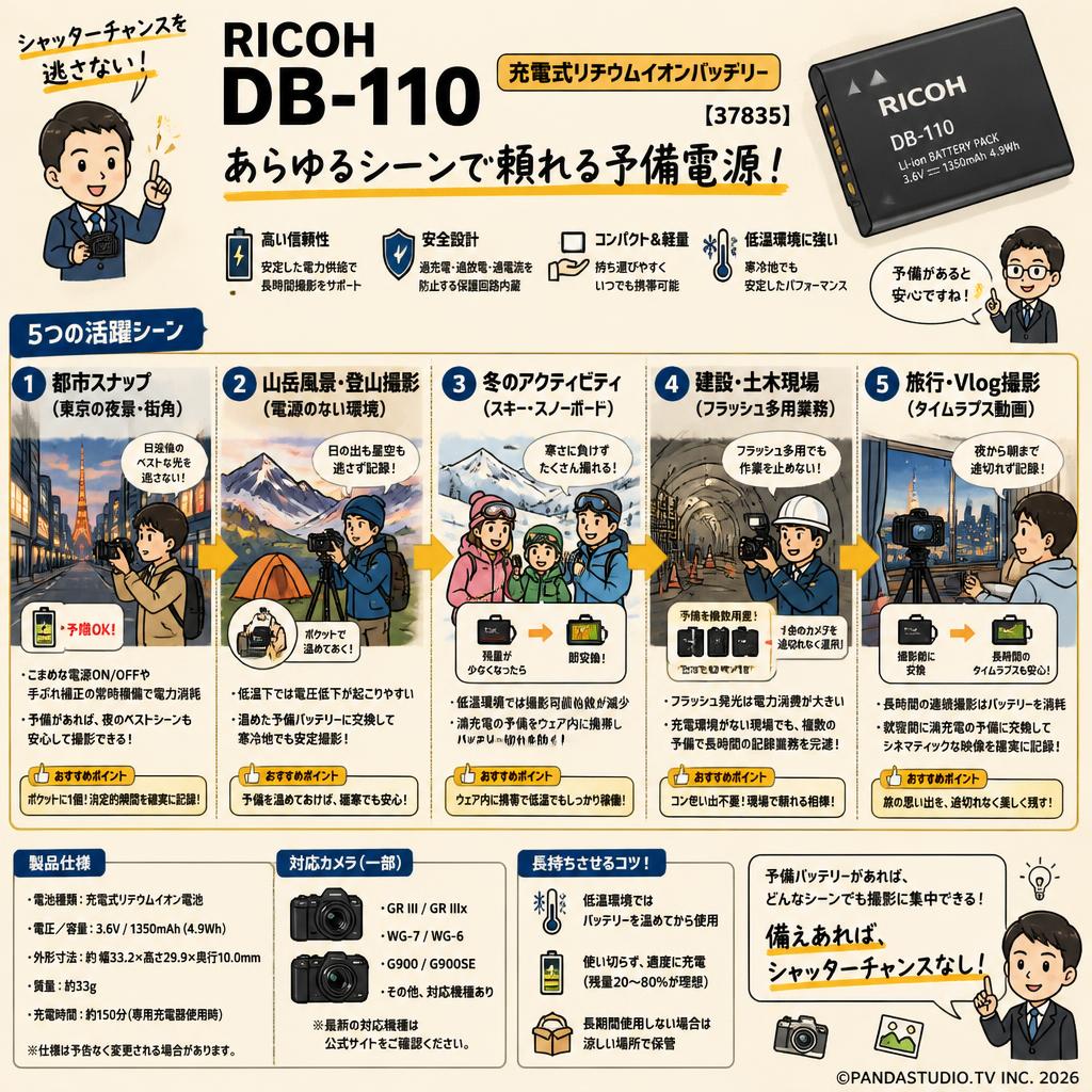 RICOH DB-110 充電式リチウムイオンバッテリー【37835】 用途