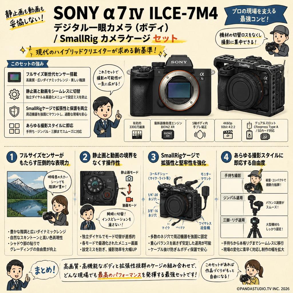SONY α7 IV ILCE-7M4 デジタル一眼カメラ（ボディ） / SmallRig カメラケージ セット 概要