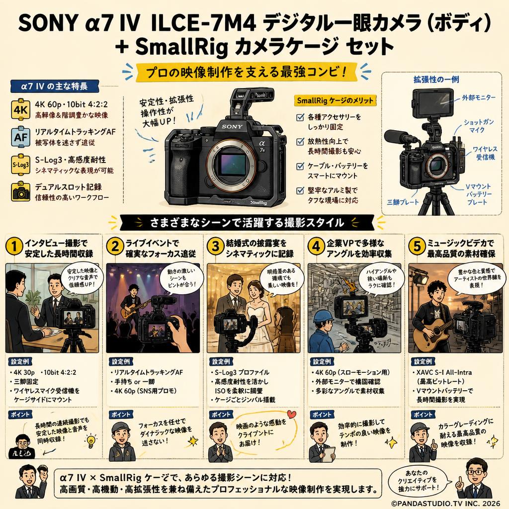 SONY α7 IV ILCE-7M4 デジタル一眼カメラ（ボディ） / SmallRig カメラケージ セット 用途