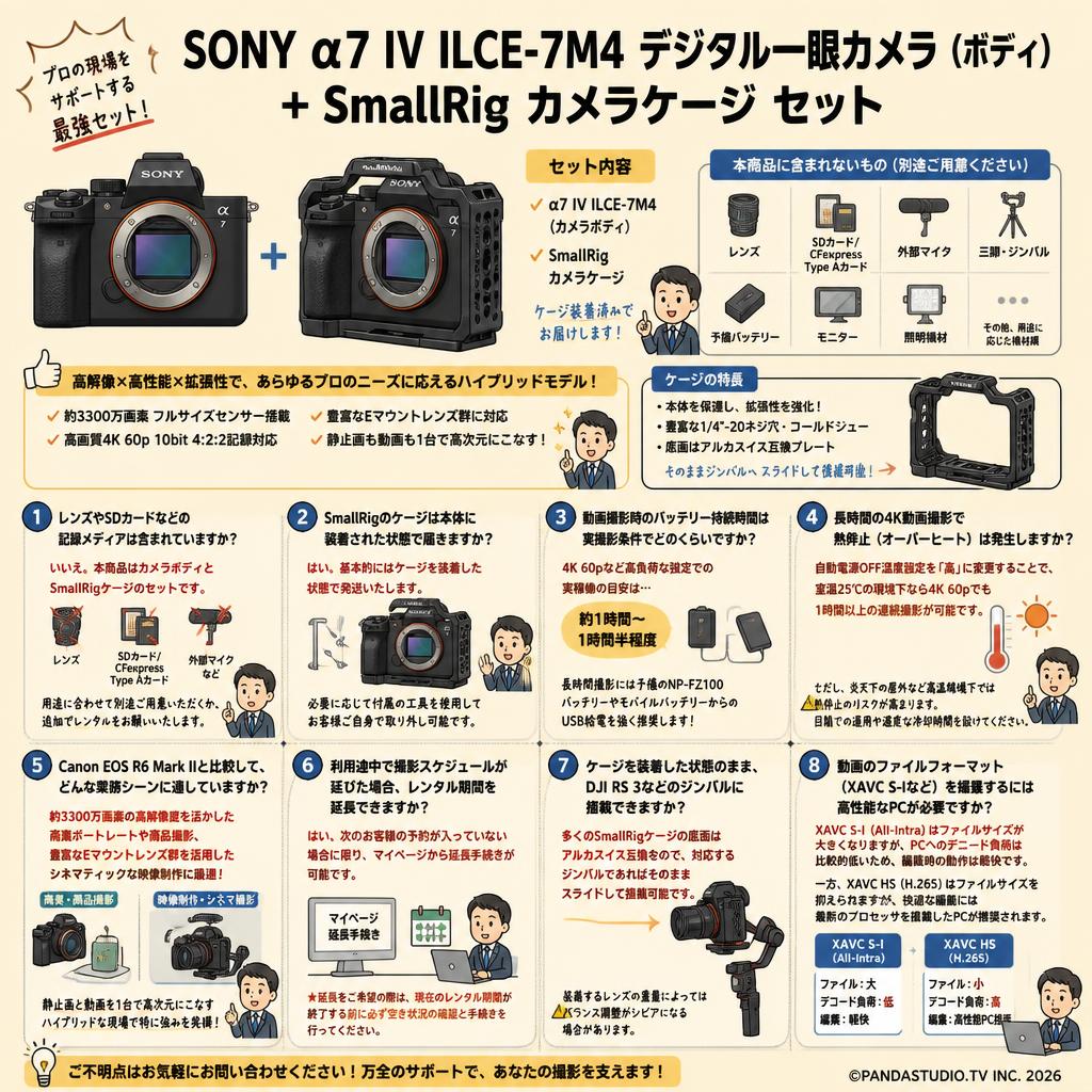 SONY α7 IV ILCE-7M4 デジタル一眼カメラ（ボディ） / SmallRig カメラケージ セット FAQ（よくある質問と答え）