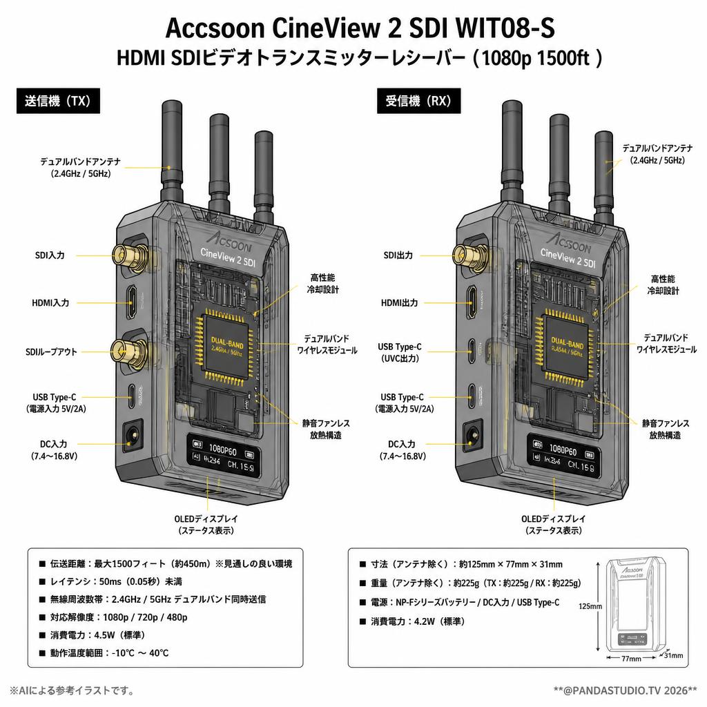 Accsoon CineView 2 SDI WIT08-S HDMI SDIビデオトランスミッター