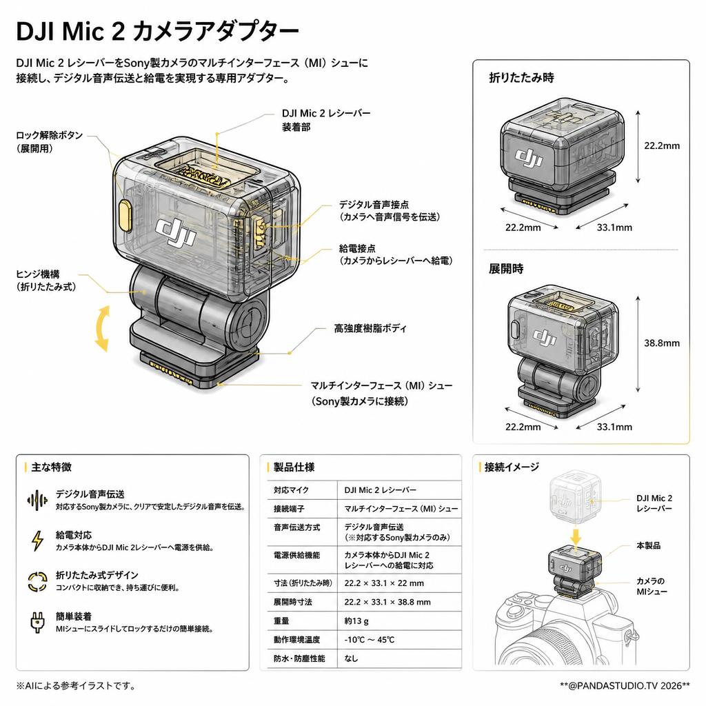 DJI Mic 2 カメラアダプター スペック