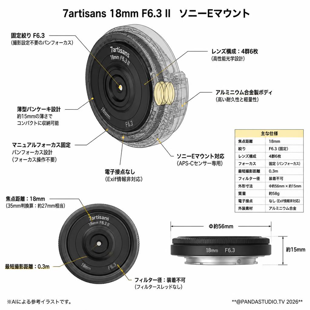 7artisans 18mm F6.3 II  ソニーEマウント スペック