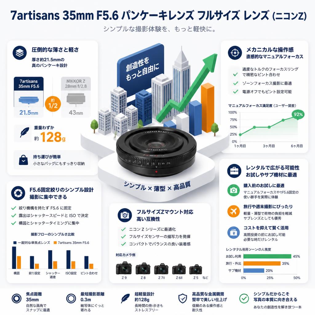 7artisans 35mm F5.6 パンケーキレンズ フルサイズ レンズ (ニコンZ) セールスポイント