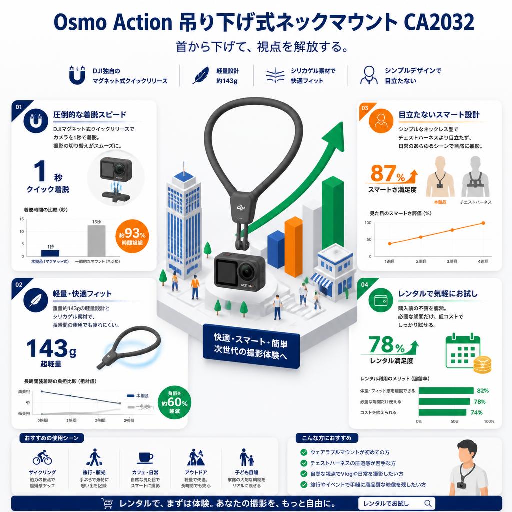 Osmo Action 吊り下げ式ネックマウント CA2032 セールスポイント