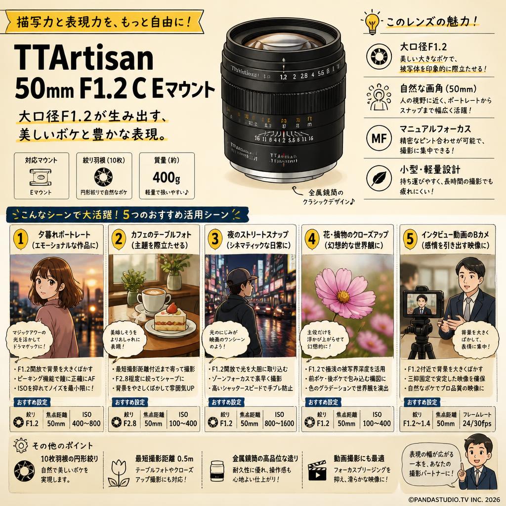 TTArtisan 50mm F1.2 C Eマウント 用途