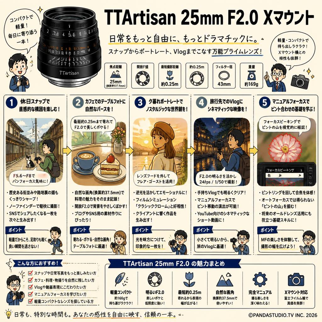 TTArtisan 25mm F2.0  Xマウント 用途