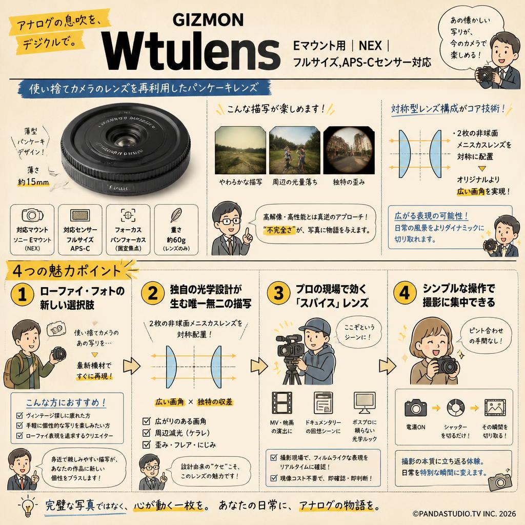 GIZMON Wtulens Eマウント用 | NEX | フルサイズ,APS-Cセンサー対応 概要