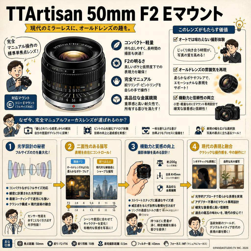 TTArtisan 50mm F2 Eマウント 概要