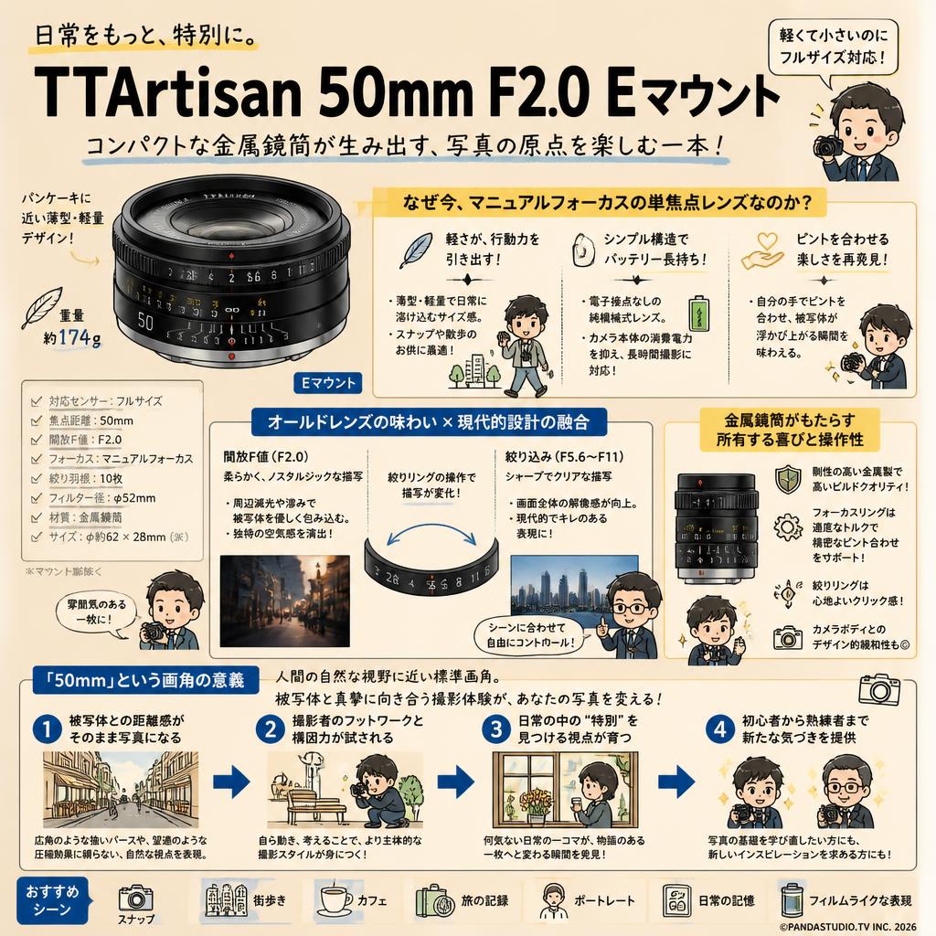 TTArtisan 50mm F2.0 Eマウント 概要