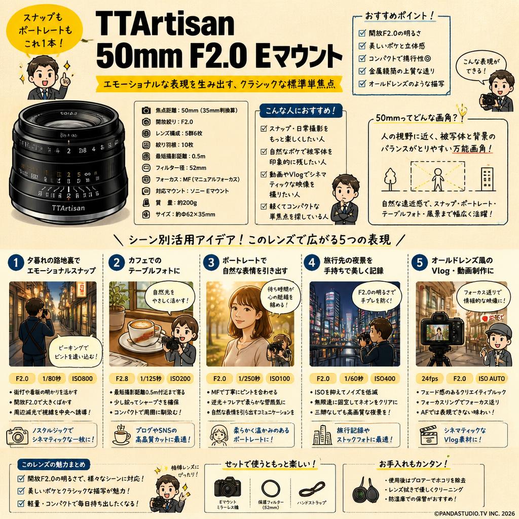 TTArtisan 50mm F2.0 Eマウント 用途
