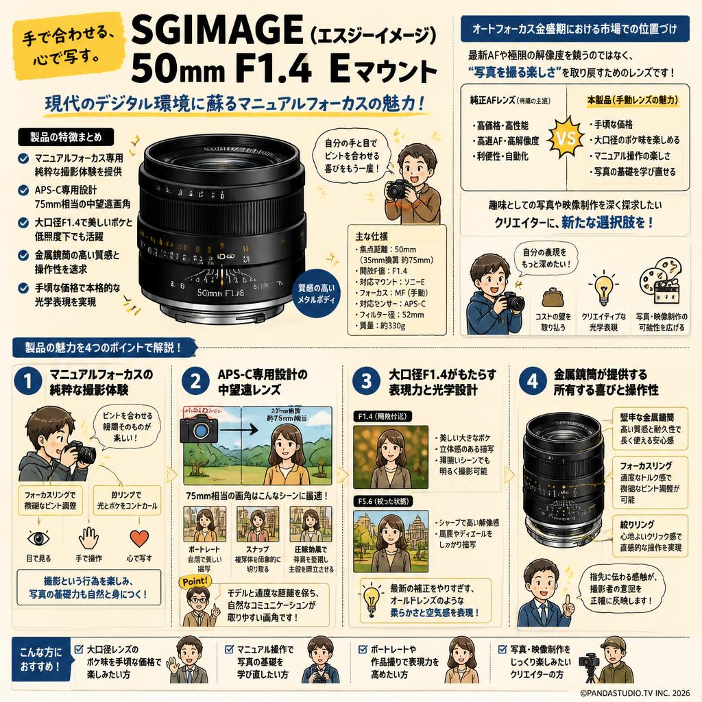 SGIMAGE（エスジーイメージ) 50mm F1.4 Eマウント 概要