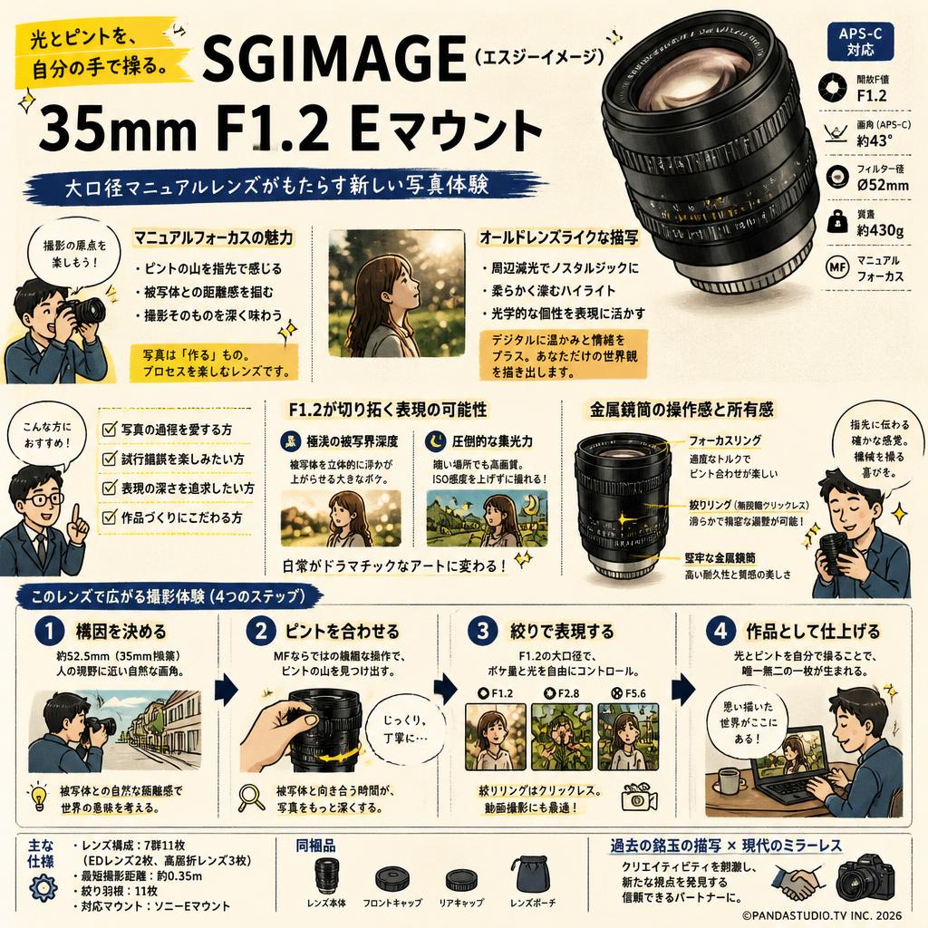 SGIMAGE（エスジーイメージ） 35mm F1.2 Eマウント 概要