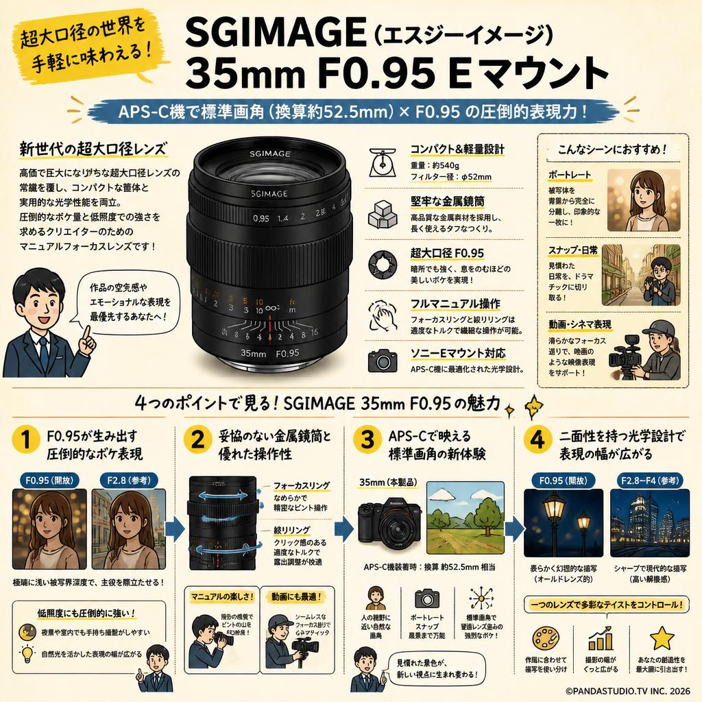 SGIMAGE（エスジーイメージ） 35mm F0.95 Eマウント 概要