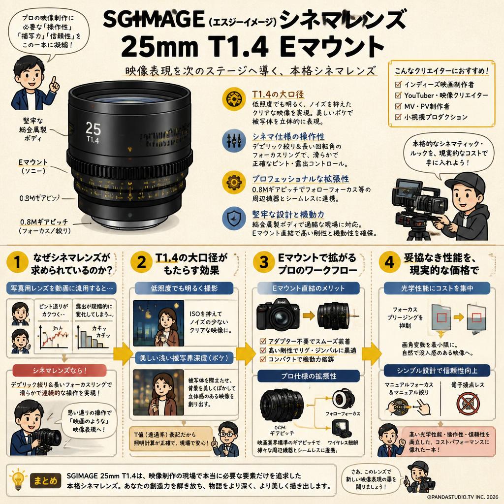 SGIMAGE（エスジーイメージ）シネマレンズ  25mm T1.4  Eマウント 概要