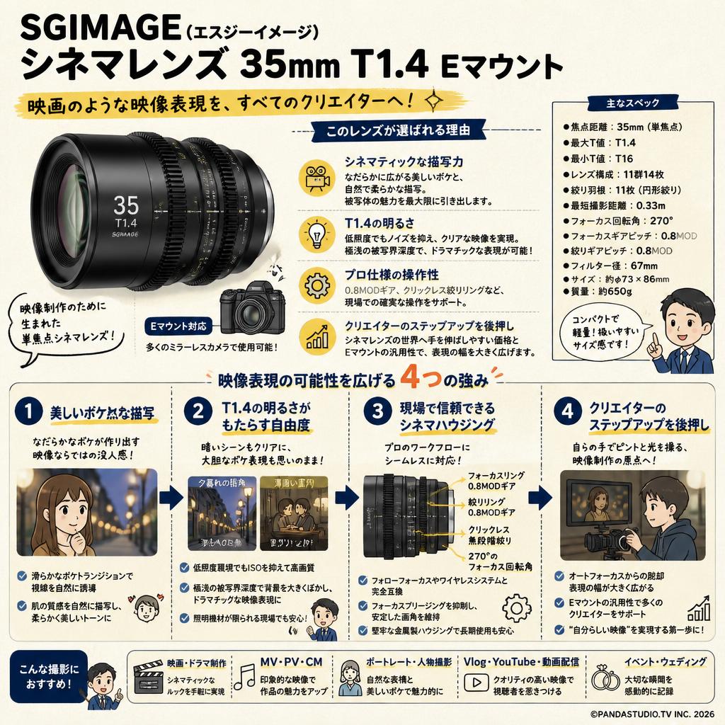 SGIMAGE（エスジーイメージ）シネマレンズ 35mm T1.4 Eマウント 概要