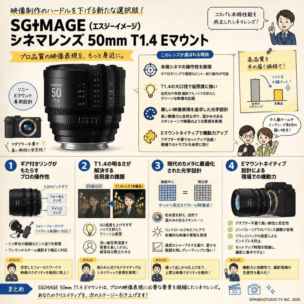 SGIMAGE（エスジーイメージ）シネマレンズ 50mm T1.4 Eマウント 概要