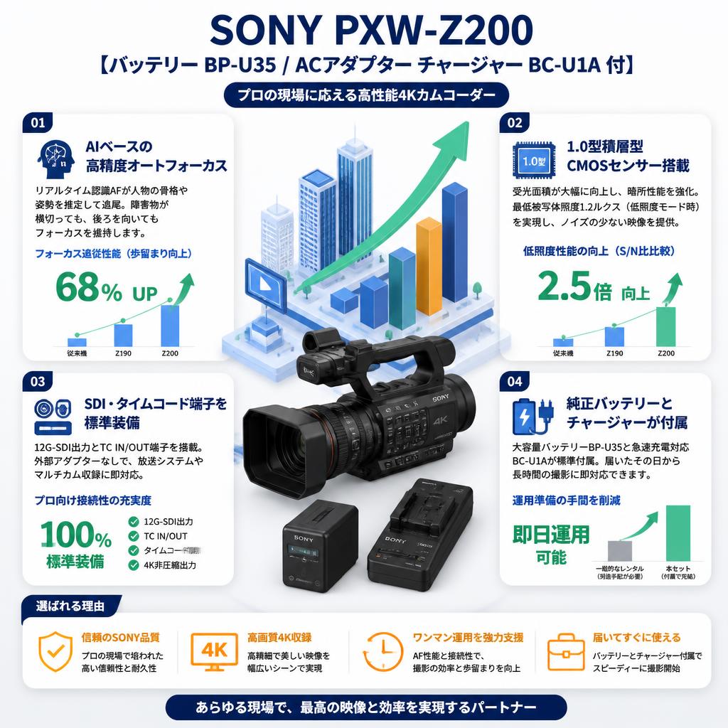 SONY PXW-Z200 【バッテリー BP-U35 / ACアダプター チャージャー BC-U1A 付】 セールスポイント