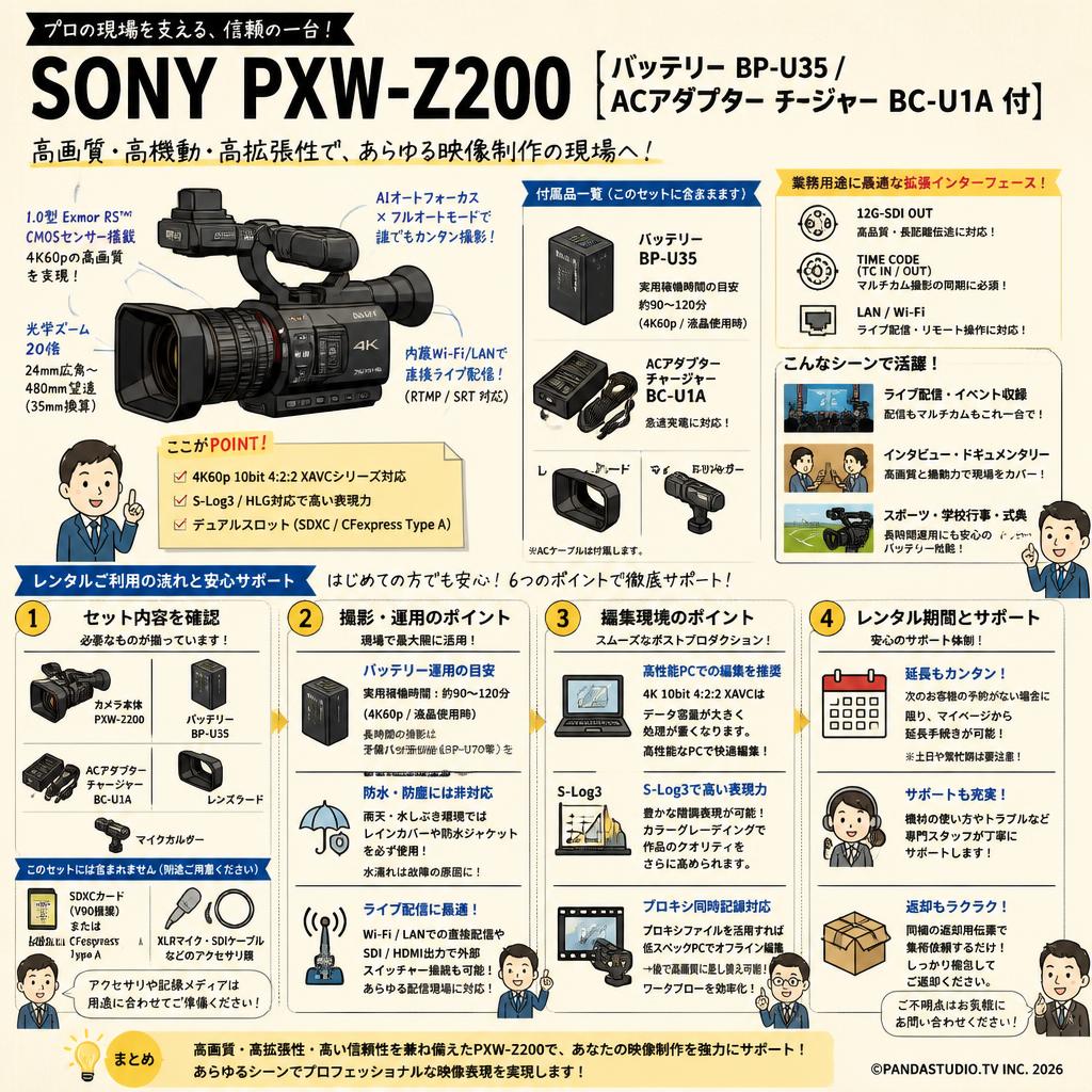 SONY PXW-Z200 【バッテリー BP-U35 / ACアダプター チャージャー BC-U1A 付】 FAQ（よくある質問と答え）