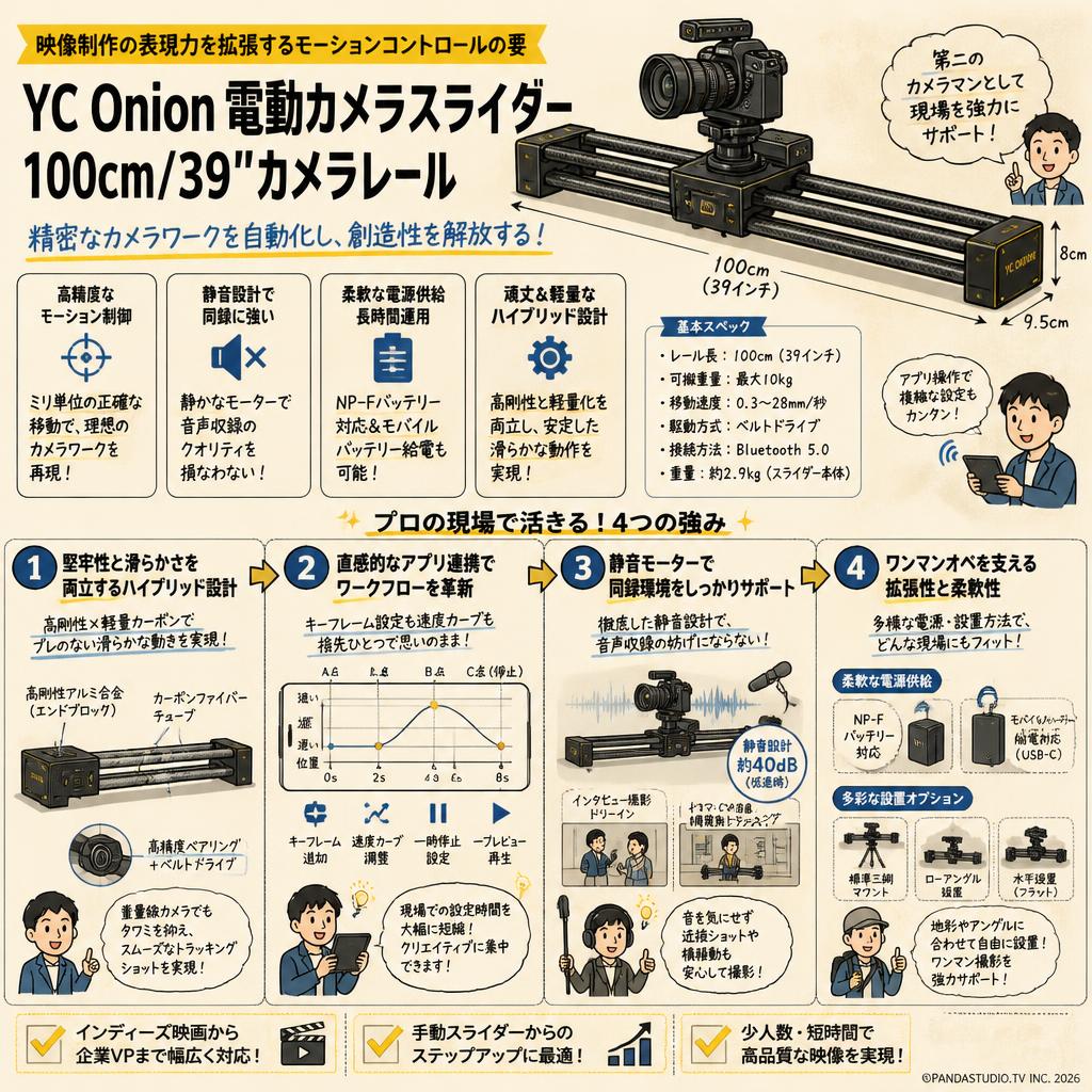 YC Onion電動カメラスライダー100cm/39"カメラレール 概要