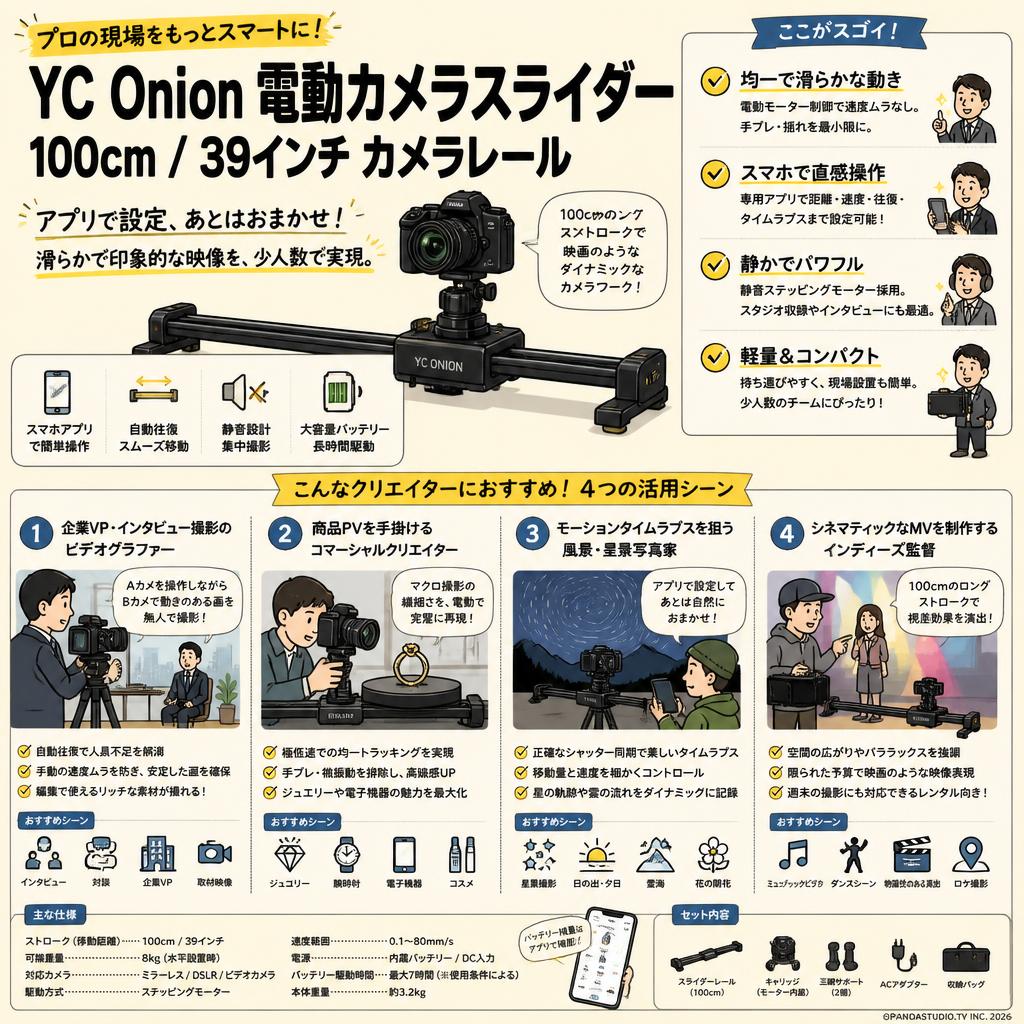 YC Onion電動カメラスライダー100cm/39"カメラレール おもな対象のお客様