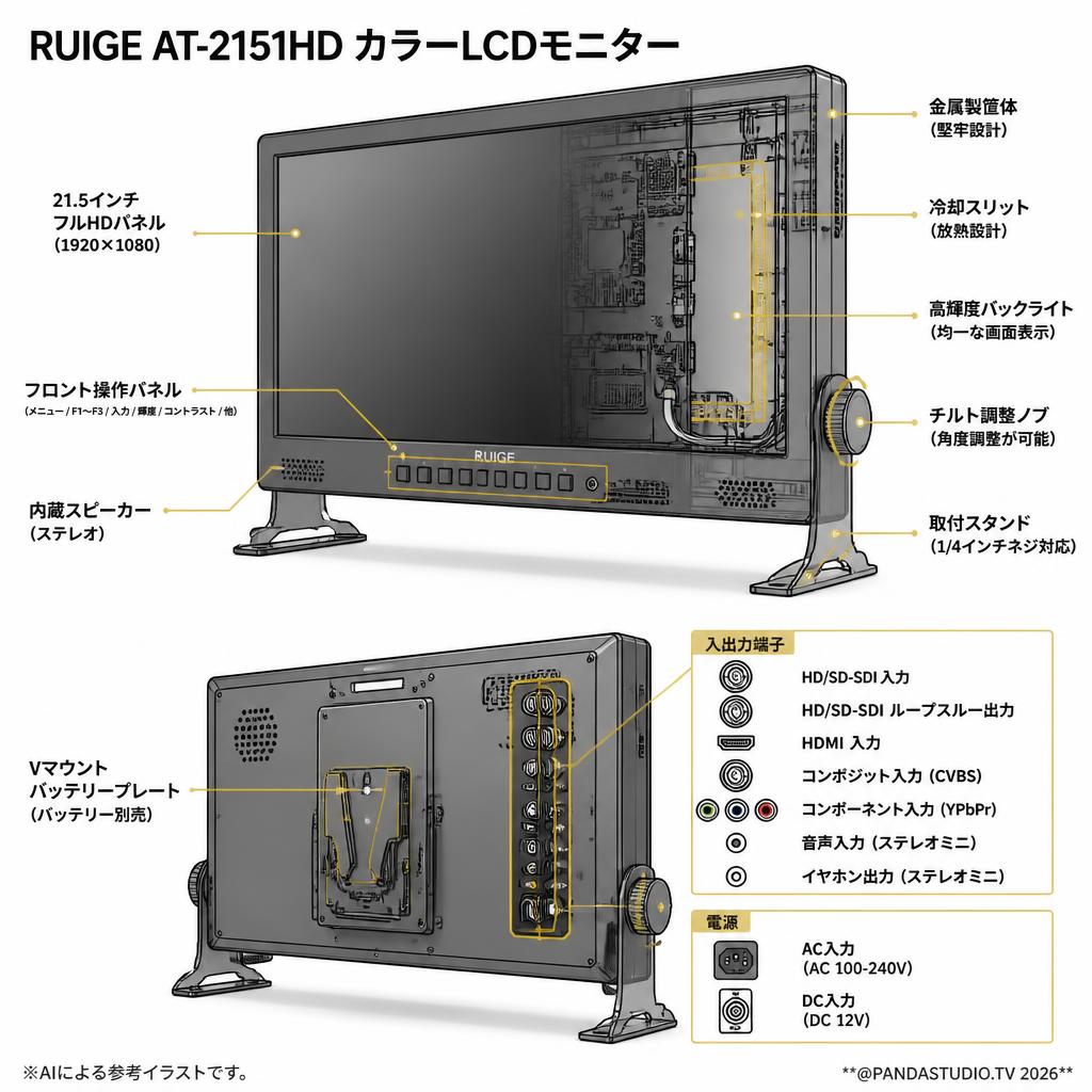 RUIGE AT-2151HD カラーLCDモニター スペック
