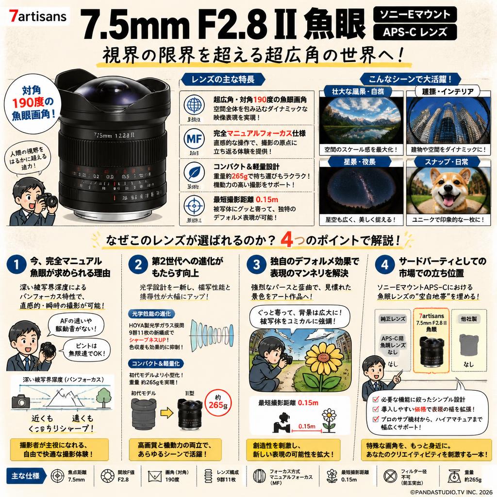 7artisans 7.5mm F2.8 II 魚眼 ソニーEマウント APS-C レンズ 概要