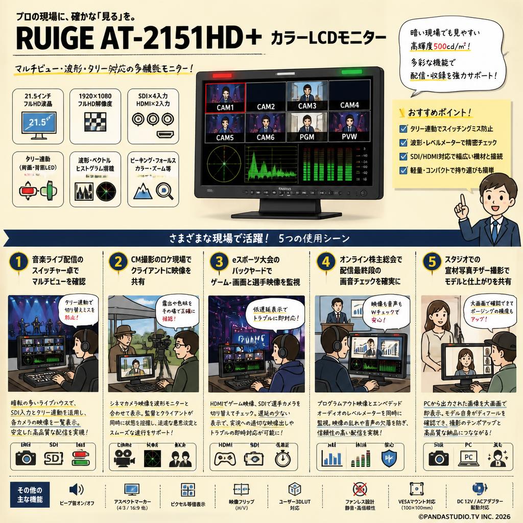 RUIGE AT-2151HD＋ カラーLCDモニター 用途