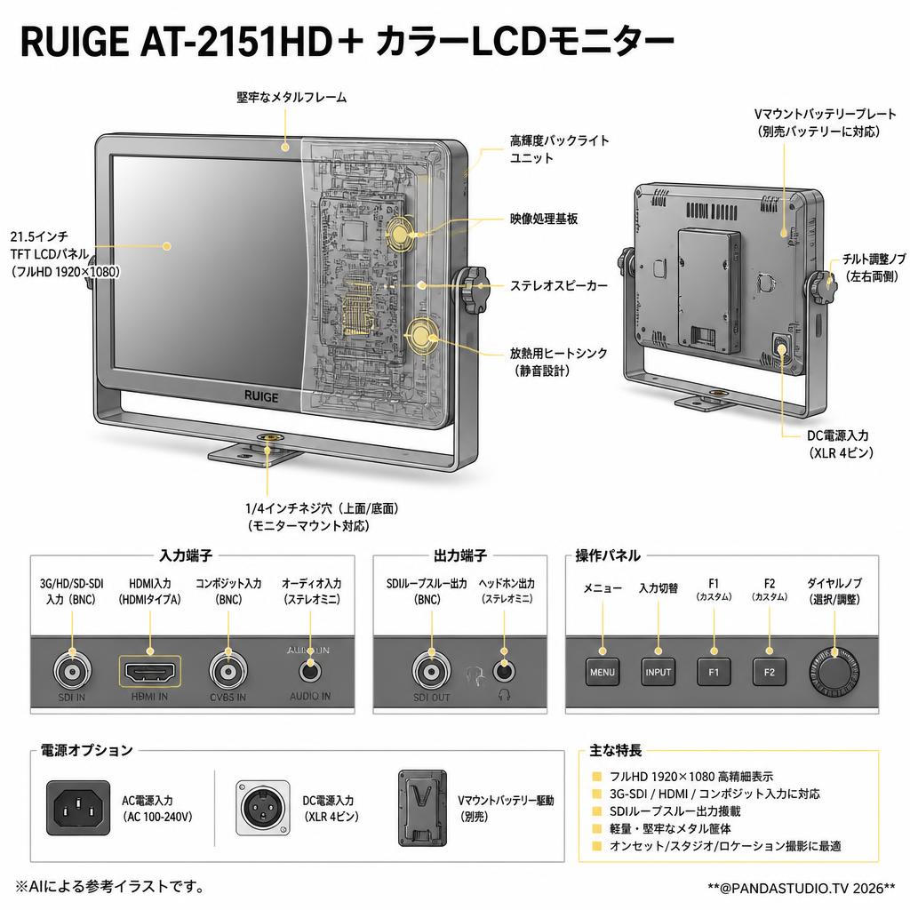 RUIGE AT-2151HD＋ カラーLCDモニター スペック