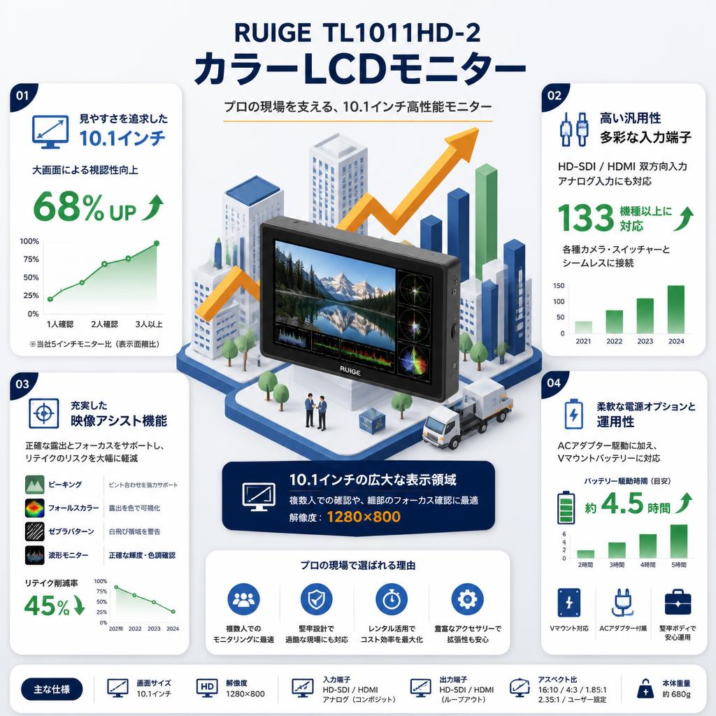 RUIGE TL1011HD-2 カラーLCDモニター セールスポイント