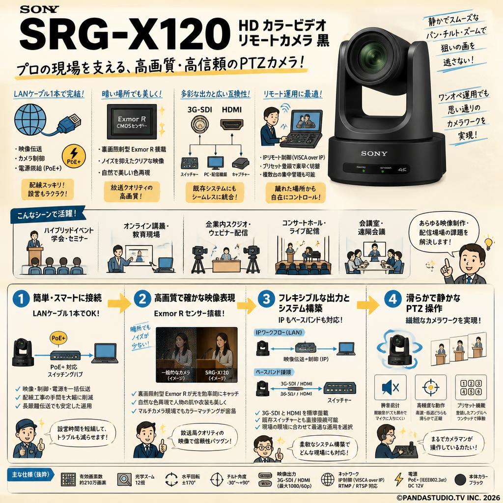 SONY SRG-X120 HD カラービデオ リモートカメラ 黒 概要