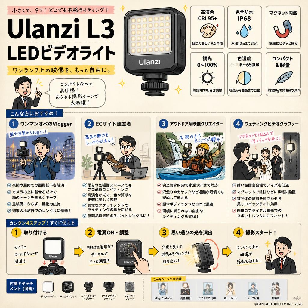 Ulanzi L3 LEDビデオライト おもな対象のお客様