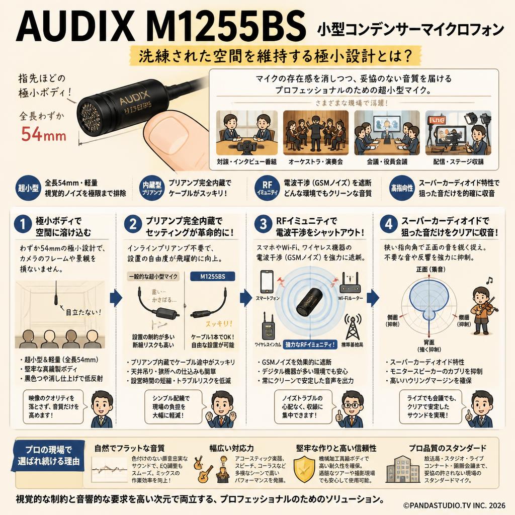 AUDIX  M1255BS　小型コンデンサーマイクロフォン 概要