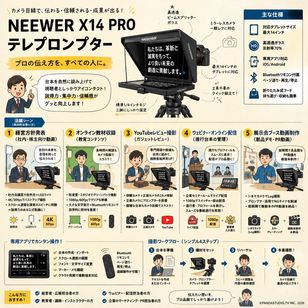 NEEWER X14 PRO テレプロンプター 用途