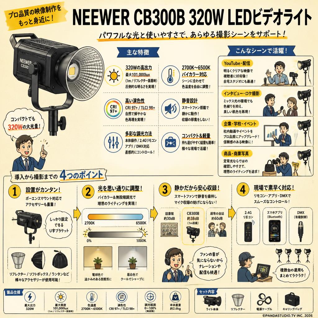 NEEWER CB300B 320W LEDビデオライト おもな対象のお客様