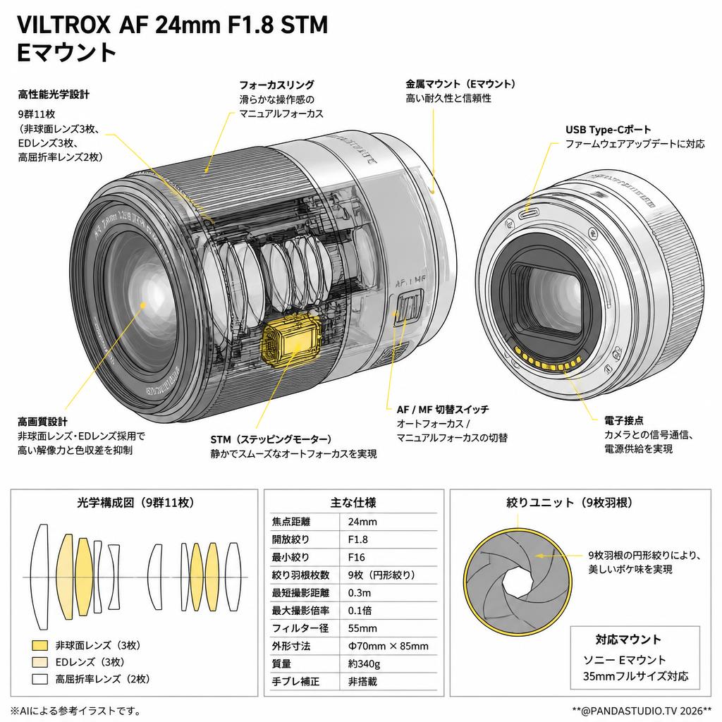 VILTROX AF 24mm F1.8 STM   Eマウント スペック