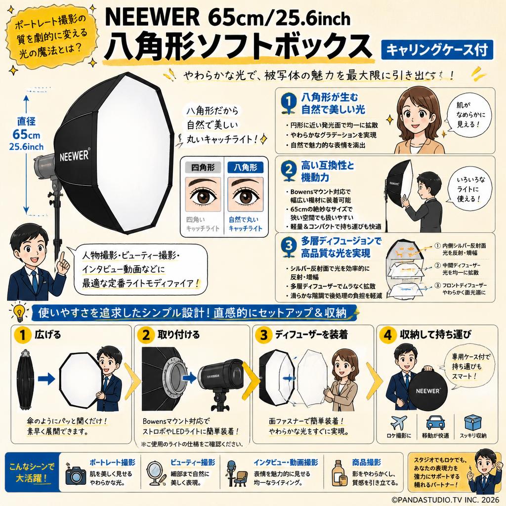 NEEWER 65cm/25.6inch八角形ソフトボックス [キャリングケース付] 概要