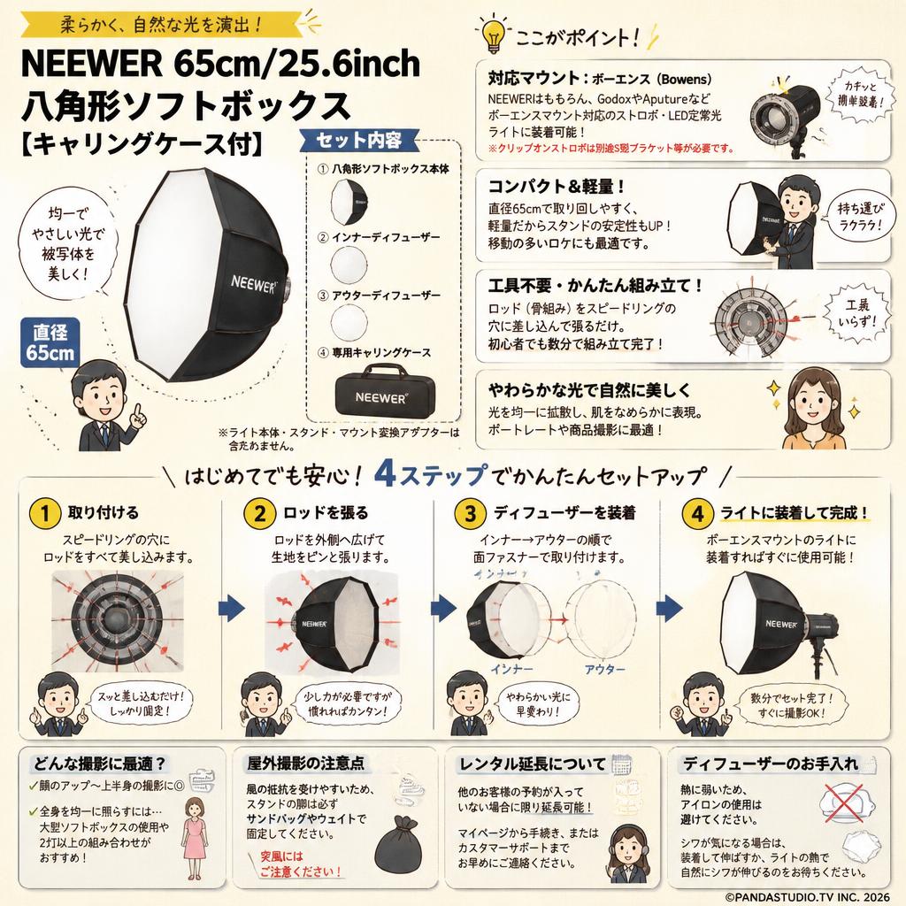 NEEWER 65cm/25.6inch八角形ソフトボックス [キャリングケース付] FAQ（よくある質問と答え）