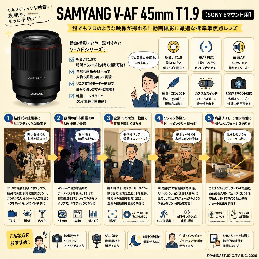 SAMYANG V-AF 45mm T1.9【SONY Eマウント用】 用途