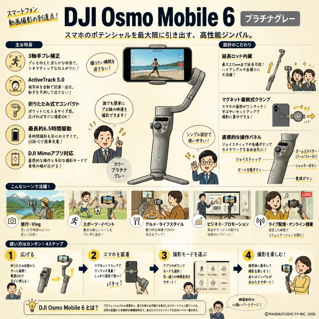 DJI Osmo Mobile 6 プラチナグレー 概要