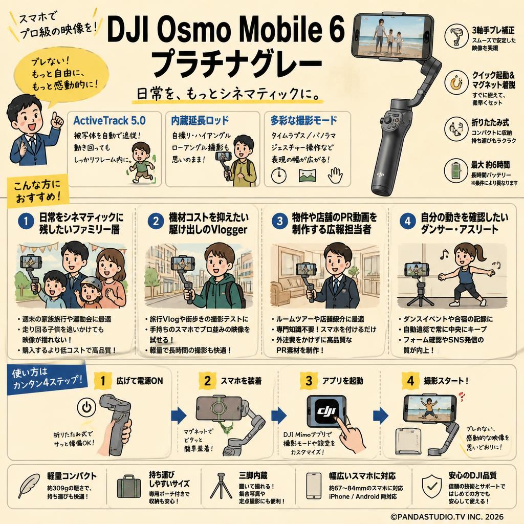 DJI Osmo Mobile 6 プラチナグレー おもな対象のお客様