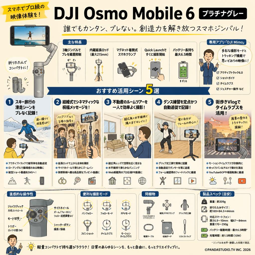 DJI Osmo Mobile 6 プラチナグレー 用途