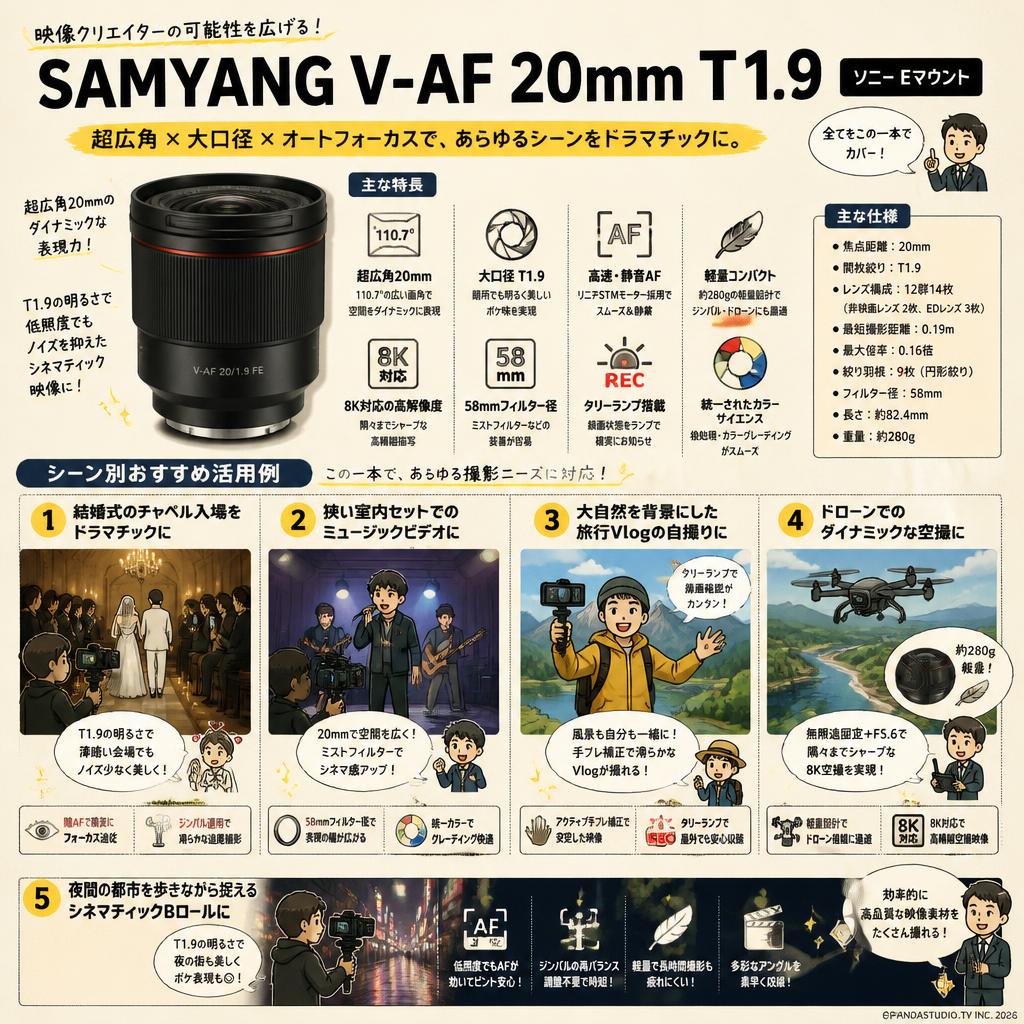 SAMYANG V-AF 20mm T1.9 ソニー Eマウント 用途